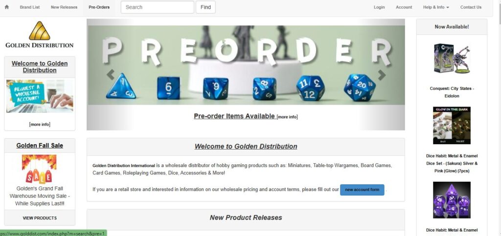 Golden Distribution board games wholesalers