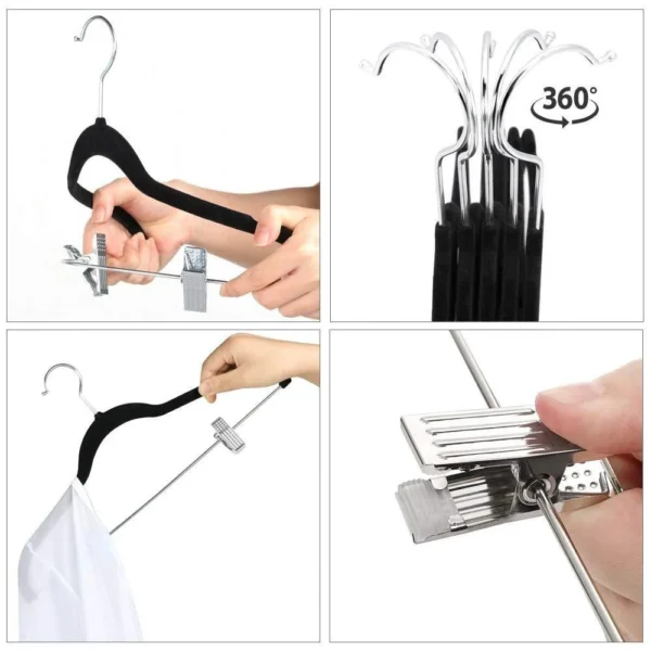 Lavinia Wholesale Custom Plastic Hanger Non-Slip Space Saving Velvet Hangers for Pants - Image 4