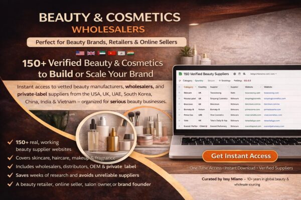 Ultimate List of 150 Beauty & Cosmetics Suppliers (USA, UK, EU, UAE, Asia)