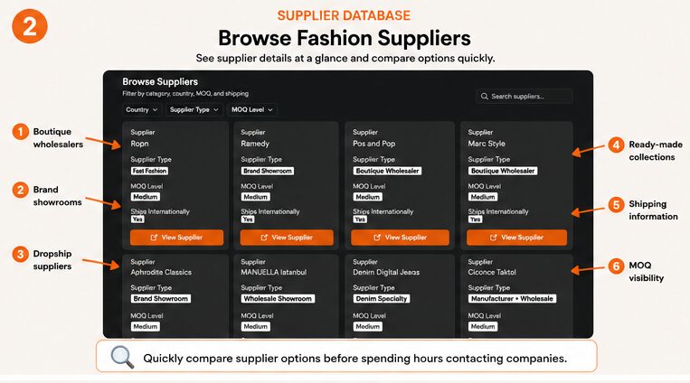 Browse fashion suppliers preview